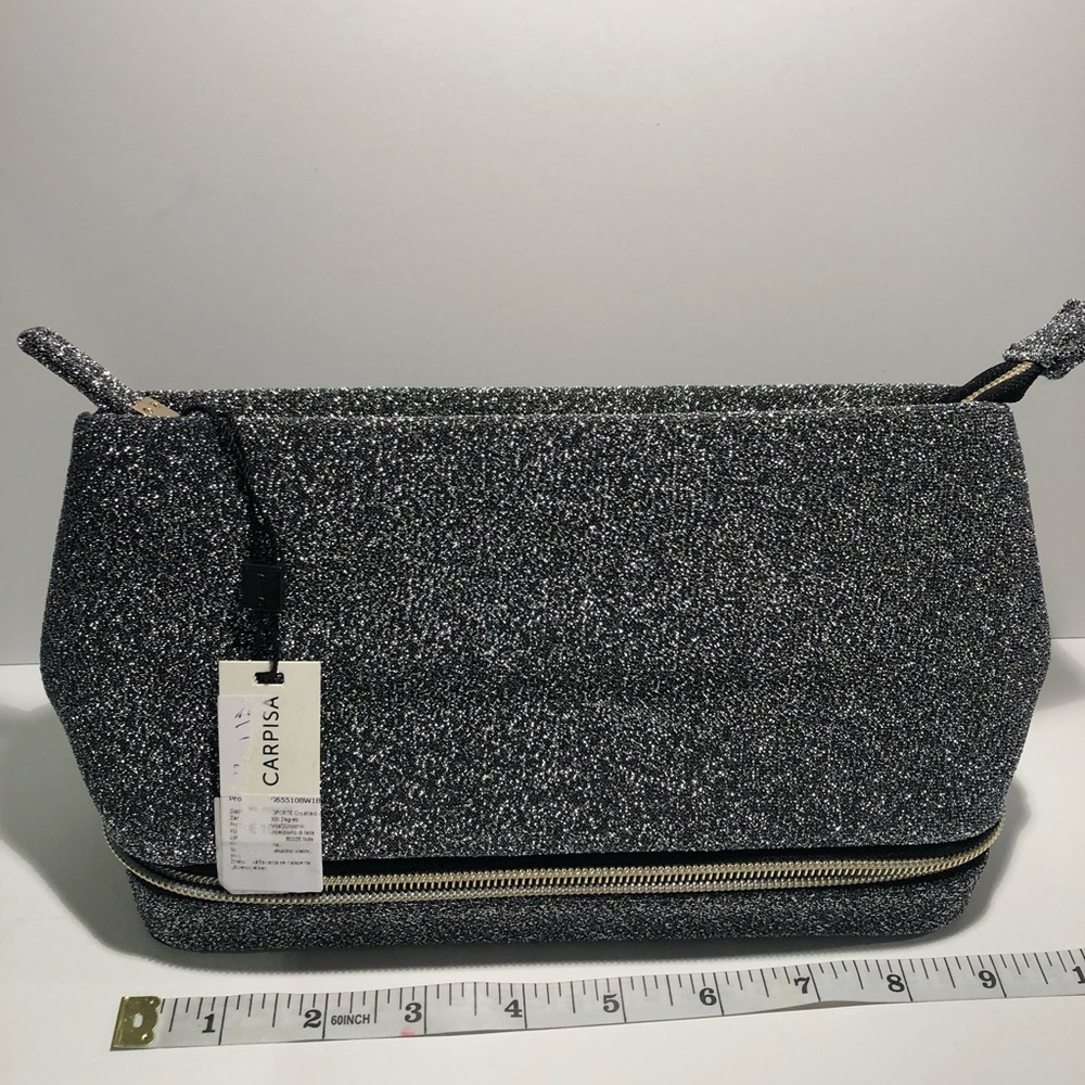 Silver Glitter  Cosmetic Bag Silver NWT
